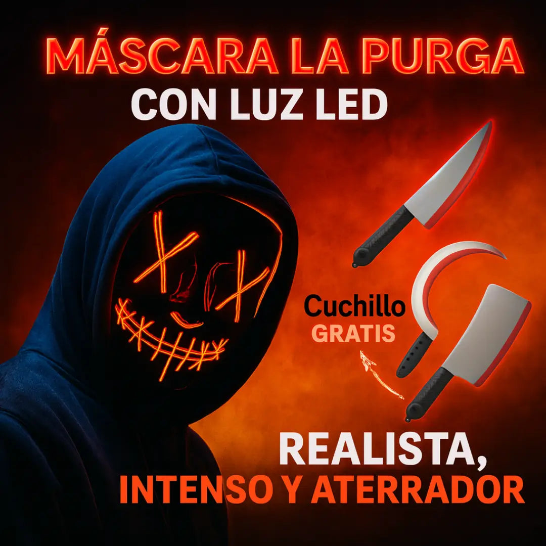 Máscara LED La Purga + Cuchillo De Utilería Gratis