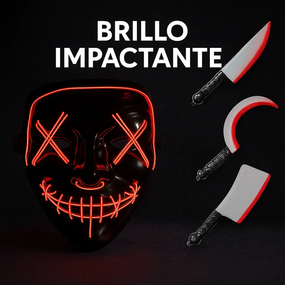 Máscara LED La Purga + Cuchillo De Utilería Gratis