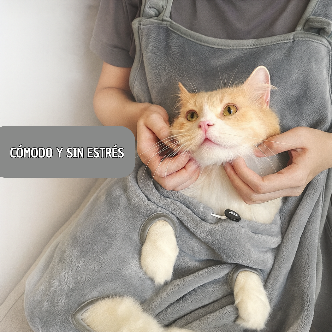 Combo Delantal + Cortaúñas Para Gatos